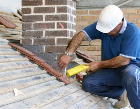 Roofer working